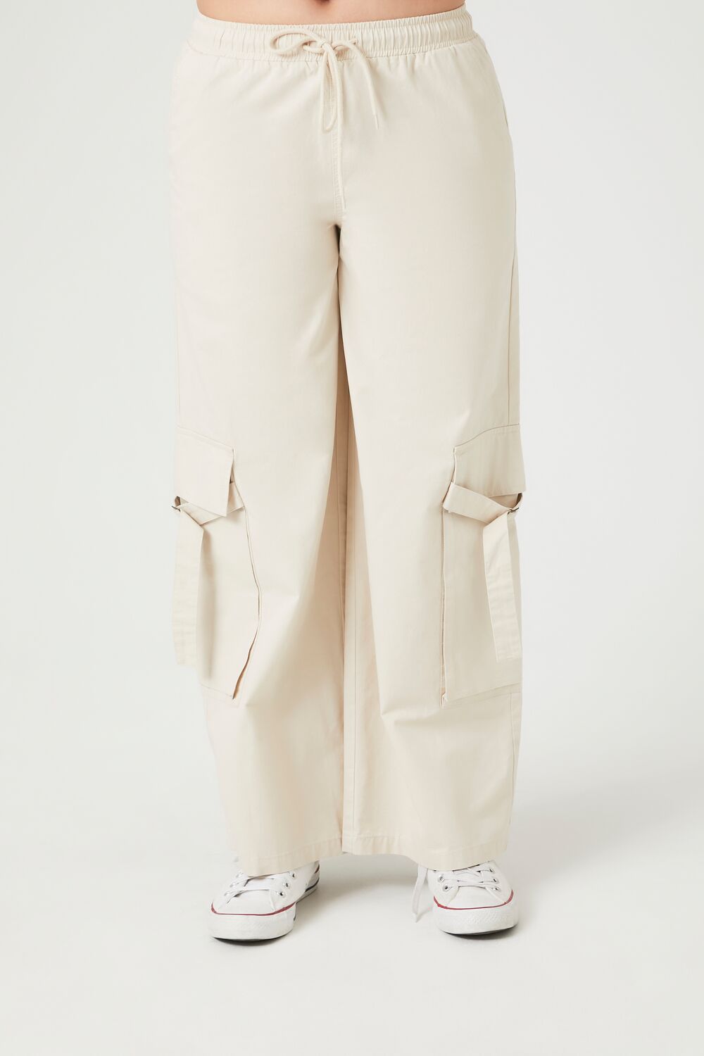  Forever 21 Twill High-Rise Utility Pants - tan - Bonton