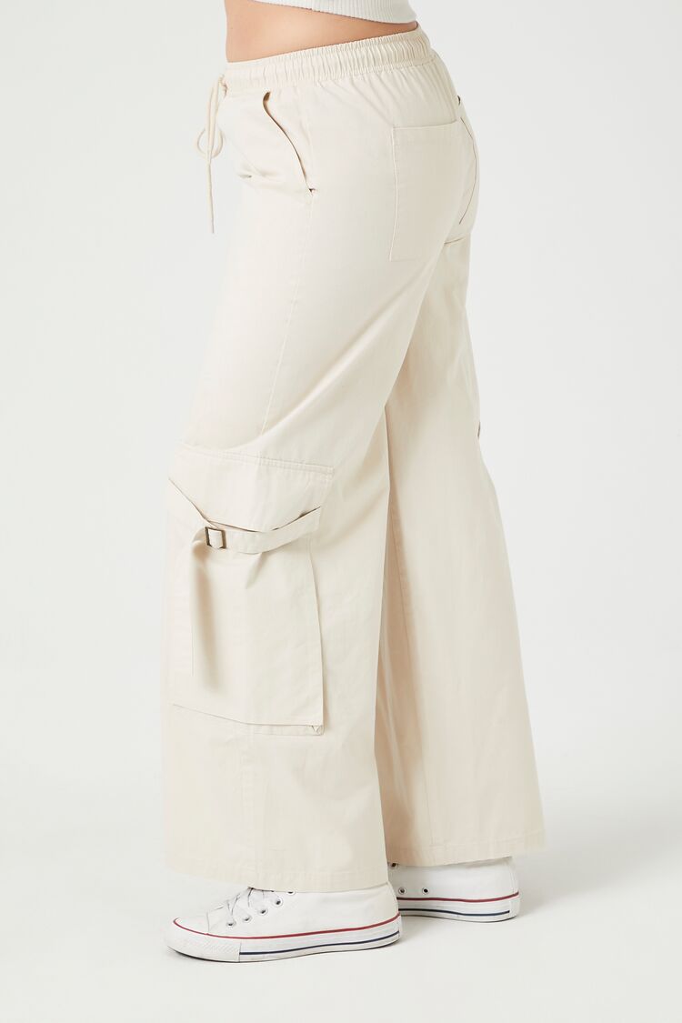  Forever 21 Twill High-Rise Utility Pants - tan - Bonton