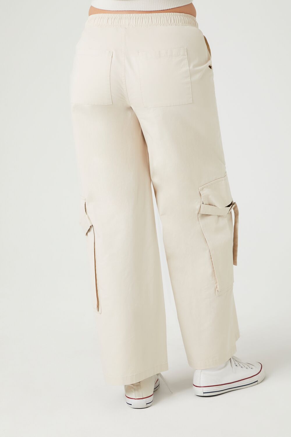  Forever 21 Twill High-Rise Utility Pants - tan - Bonton