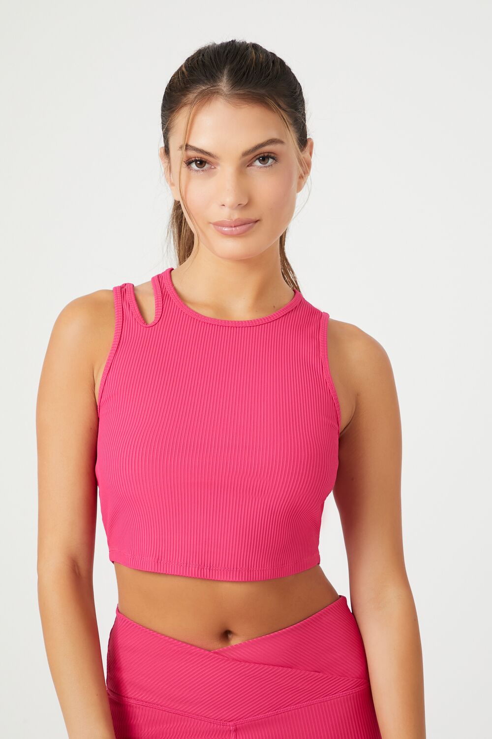  Forever 21 Cutout Longline Sports Bra - hibiscus - Bonton