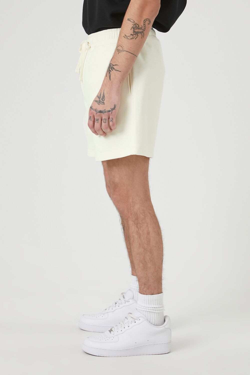  Forever 21 Cotton-Blend Drawstring Shorts - cream - Bonton