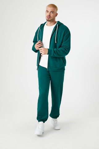 Fleece Drawstring Zip-Up Hoodie