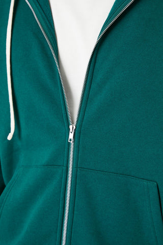Fleece Drawstring Zip-Up Hoodie