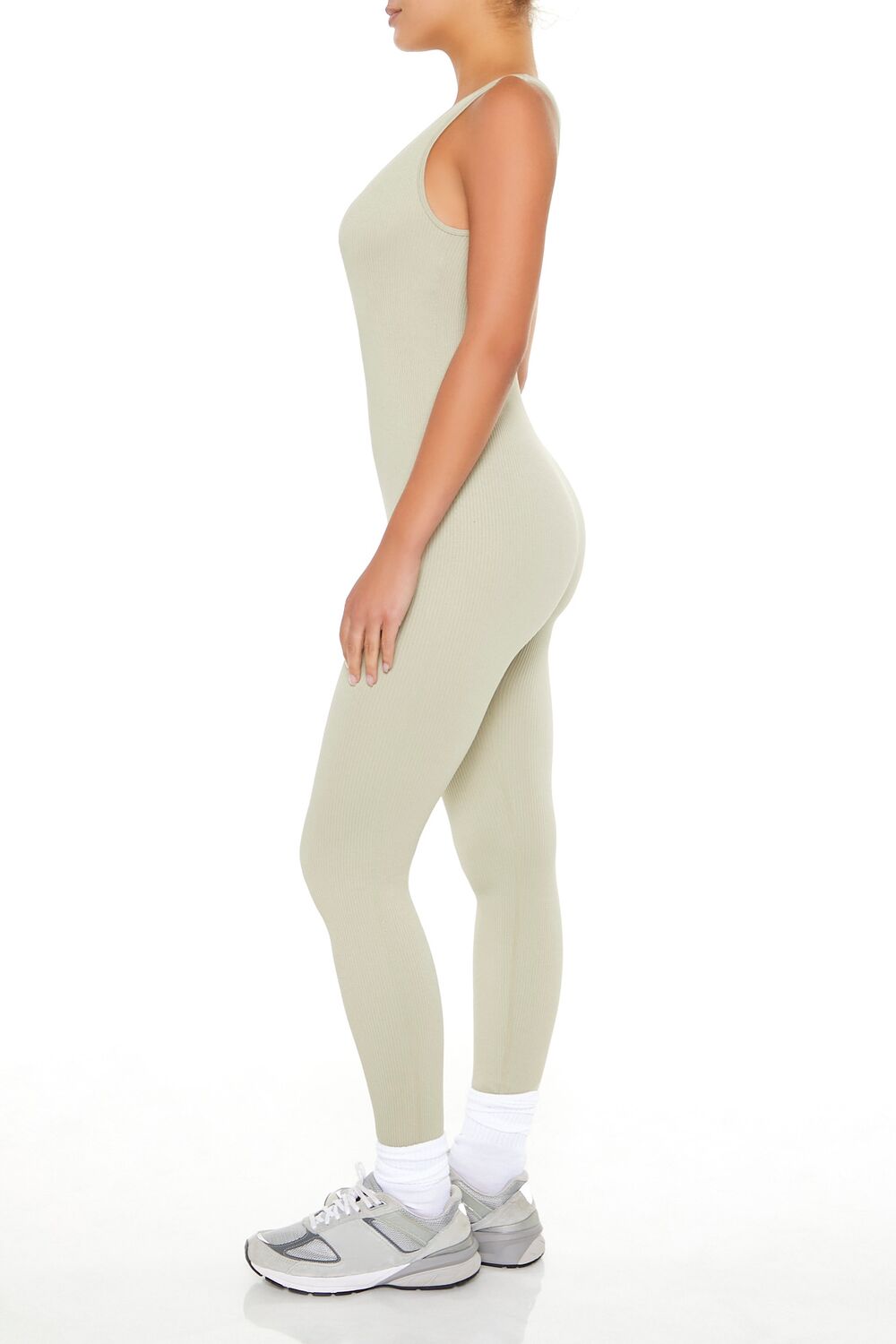  Forever 21 Sleeveless V-Neck Jumpsuit - oyster-grey - Bonton