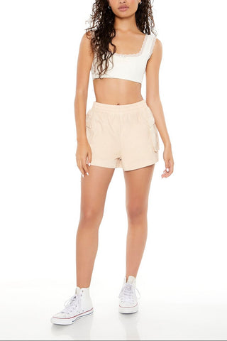 Twill High-Rise Cargo Shorts