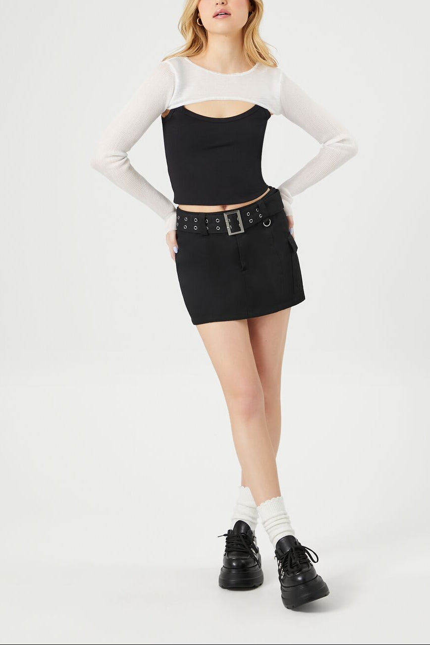  Forever 21 Super Cropped Sweater - white - Bonton