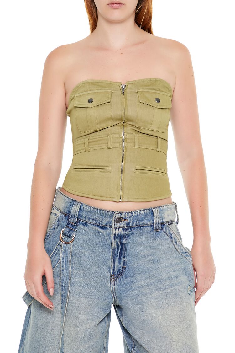  Forever 21 Sweetheart Tube Crop Top - cypress - Bonton