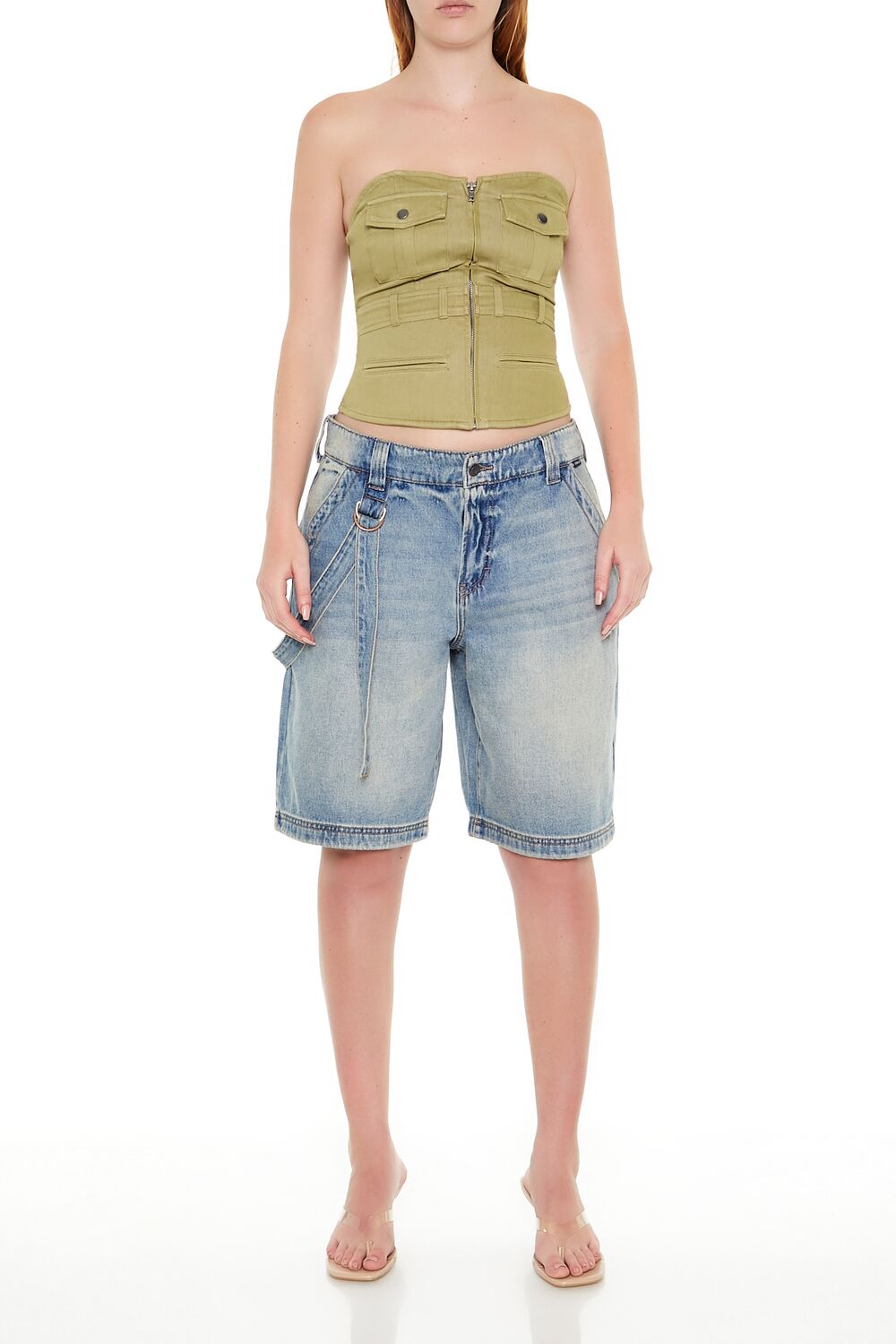  Forever 21 Sweetheart Tube Crop Top - cypress - Bonton