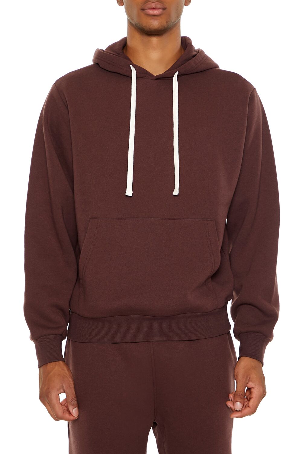  Forever 21 Drawstring Cotton-Blend Hoodie - dark cocoa - Bonton