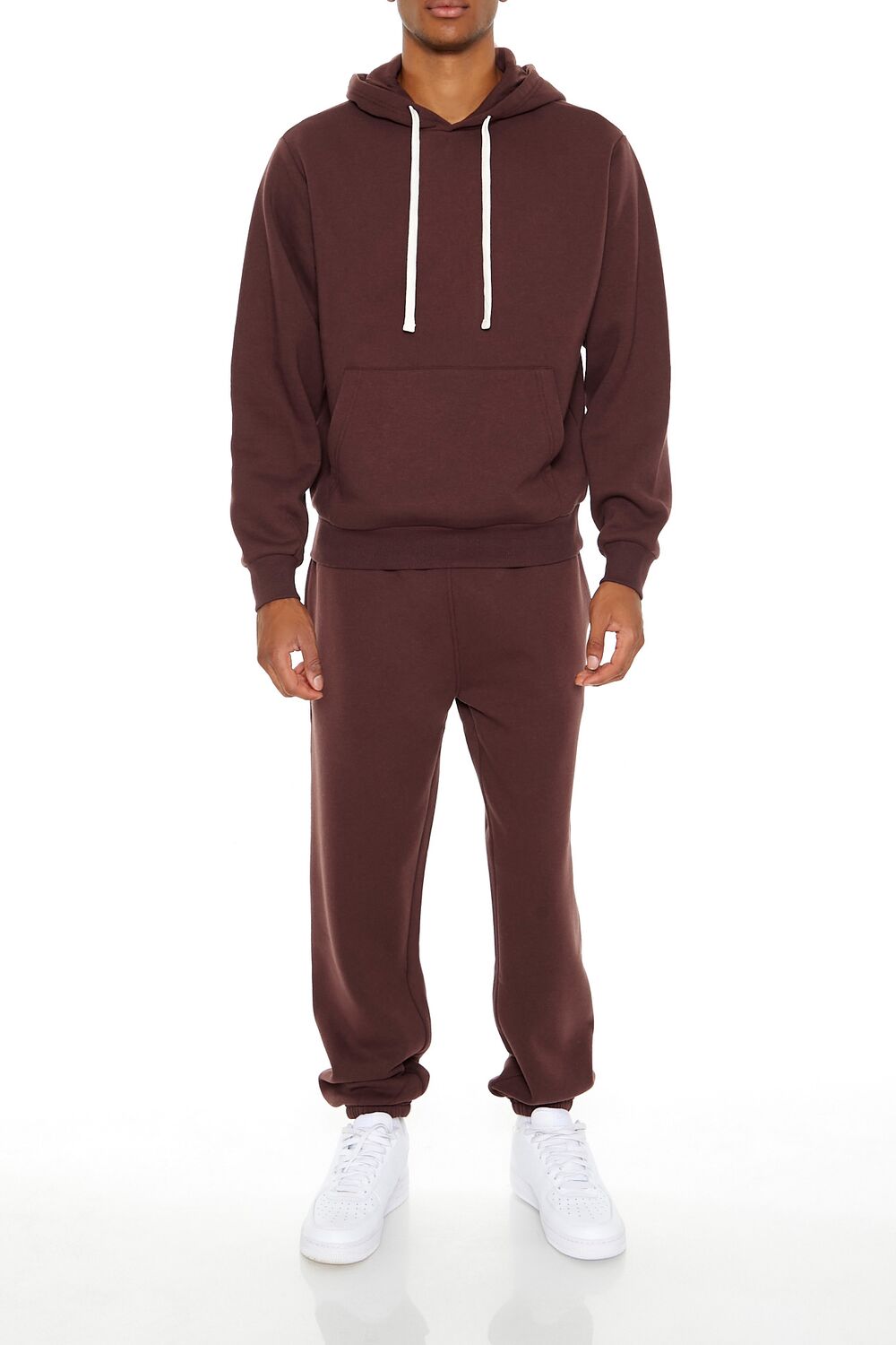  Forever 21 Drawstring Cotton-Blend Hoodie - dark cocoa - Bonton