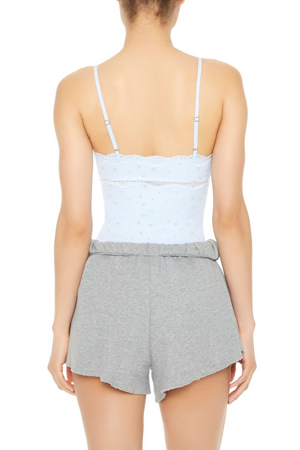  Forever 21 Seamless Ditsy Floral Bodysuit - blue-multi - Bonton