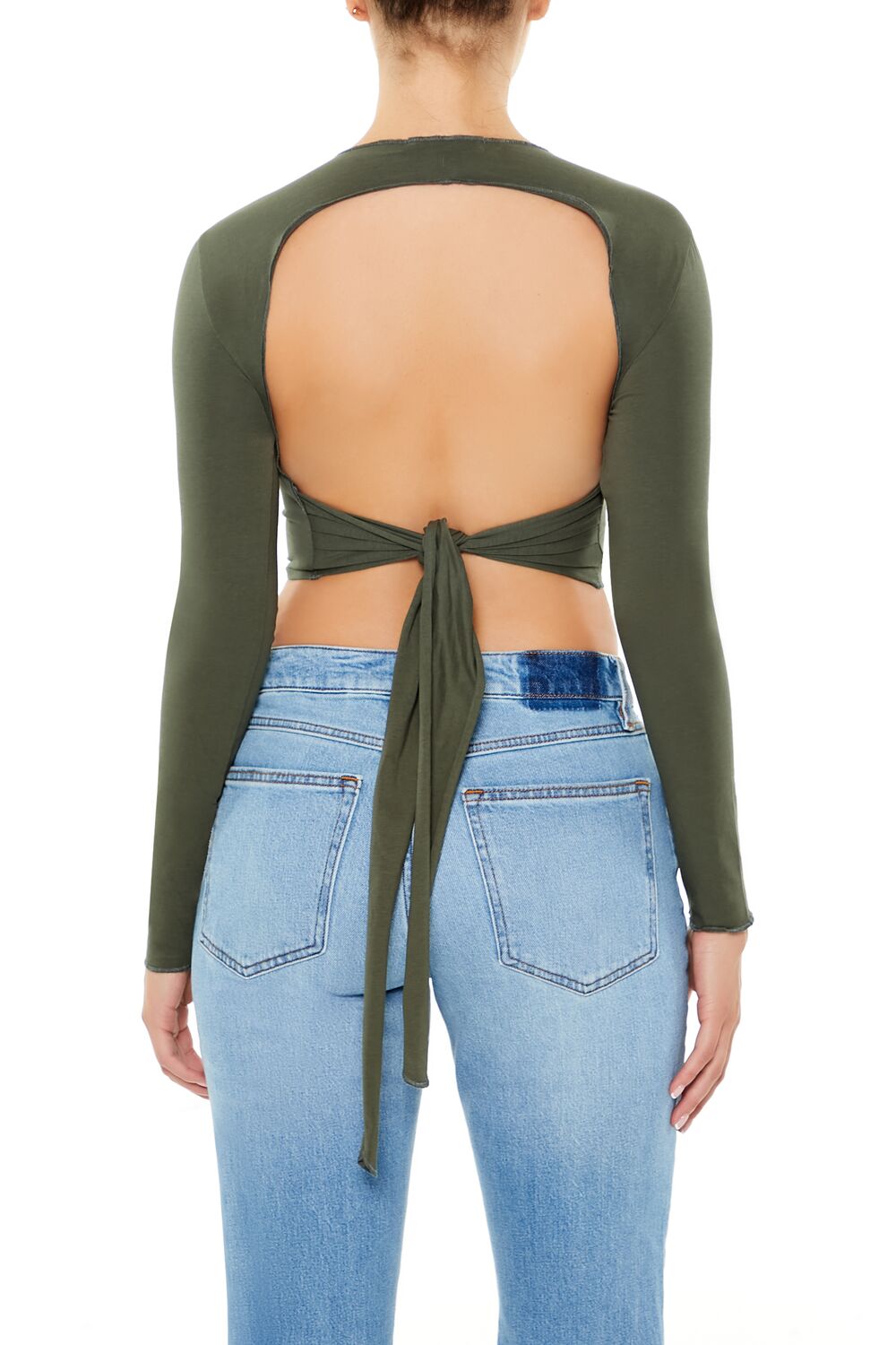  Forever 21 Open-Back Crop Top - dark green - Bonton