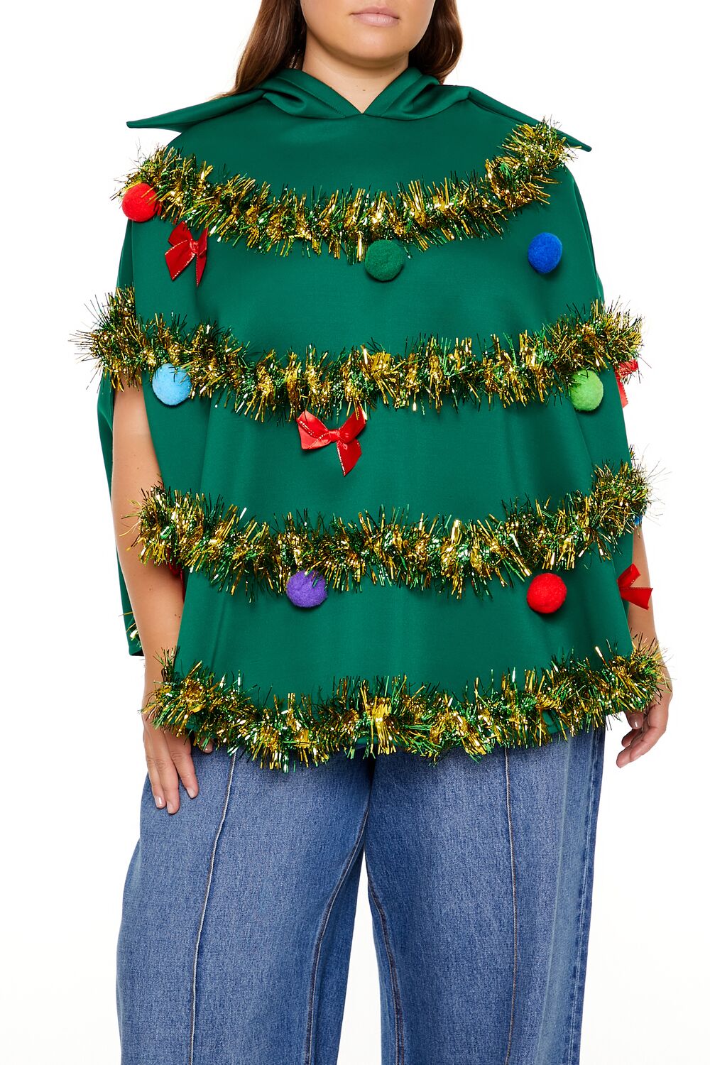  Forever 21 Plus Size Christmas Tree Poncho - green-multi-swatch - Bonton