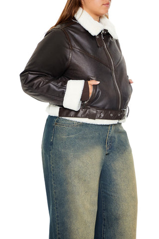 Plus Size Faux Leather Moto Jacket