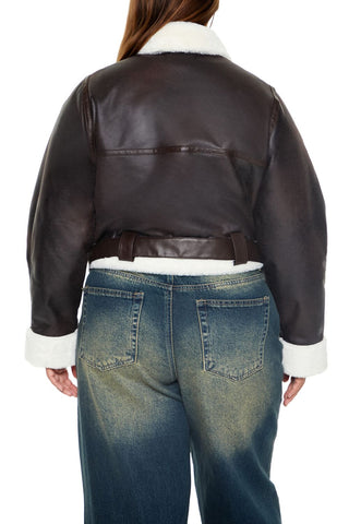 Plus Size Faux Leather Moto Jacket