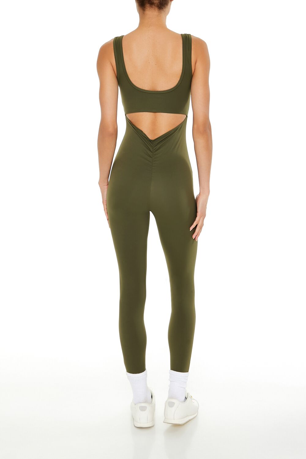  Forever 21 Active Uplift Scrunch Tank Jumpsuit - olive - Bonton