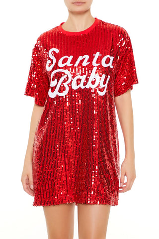 Sequin Santa Baby T-Shirt Dress