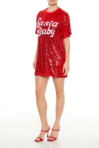 Sequin Santa Baby T-Shirt Dress