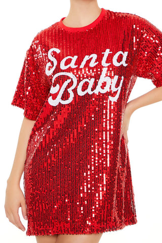 Sequin Santa Baby T-Shirt Dress
