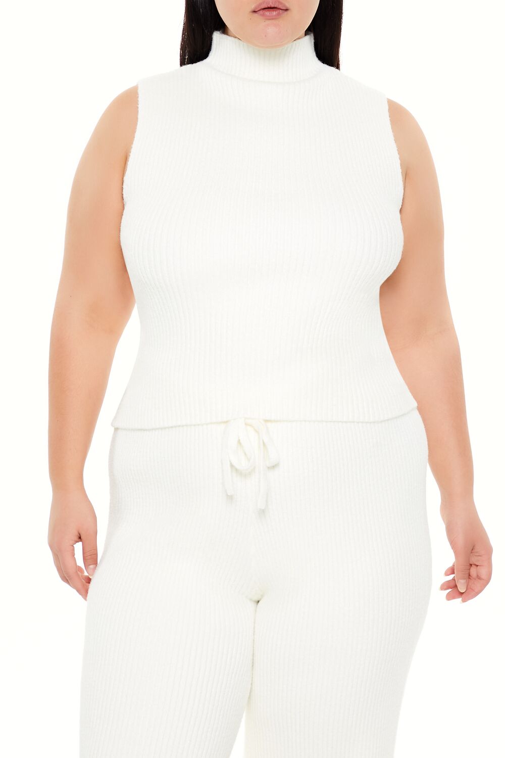  Forever 21 Plus Size Sweater-Knit Turtleneck Crop Top - egret - Bonton