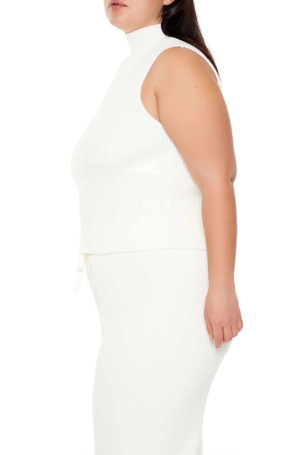  Forever 21 Plus Size Sweater-Knit Turtleneck Crop Top - egret - Bonton