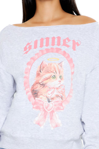 Sinner Kitten Graphic Pullover