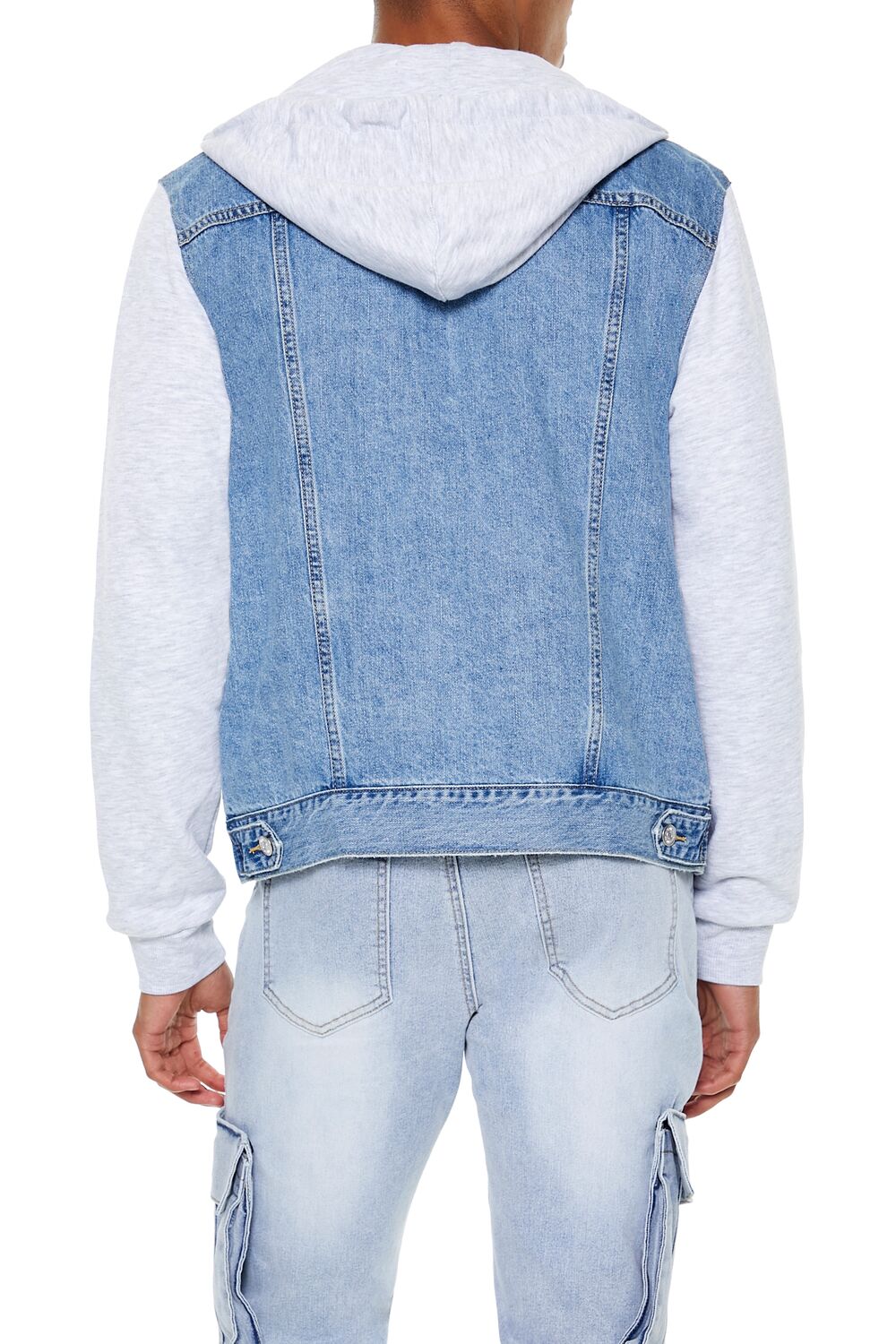  Forever 21 Denim Trucker Combo Jacket - light-denim-heather-grey-swatch - Bonton