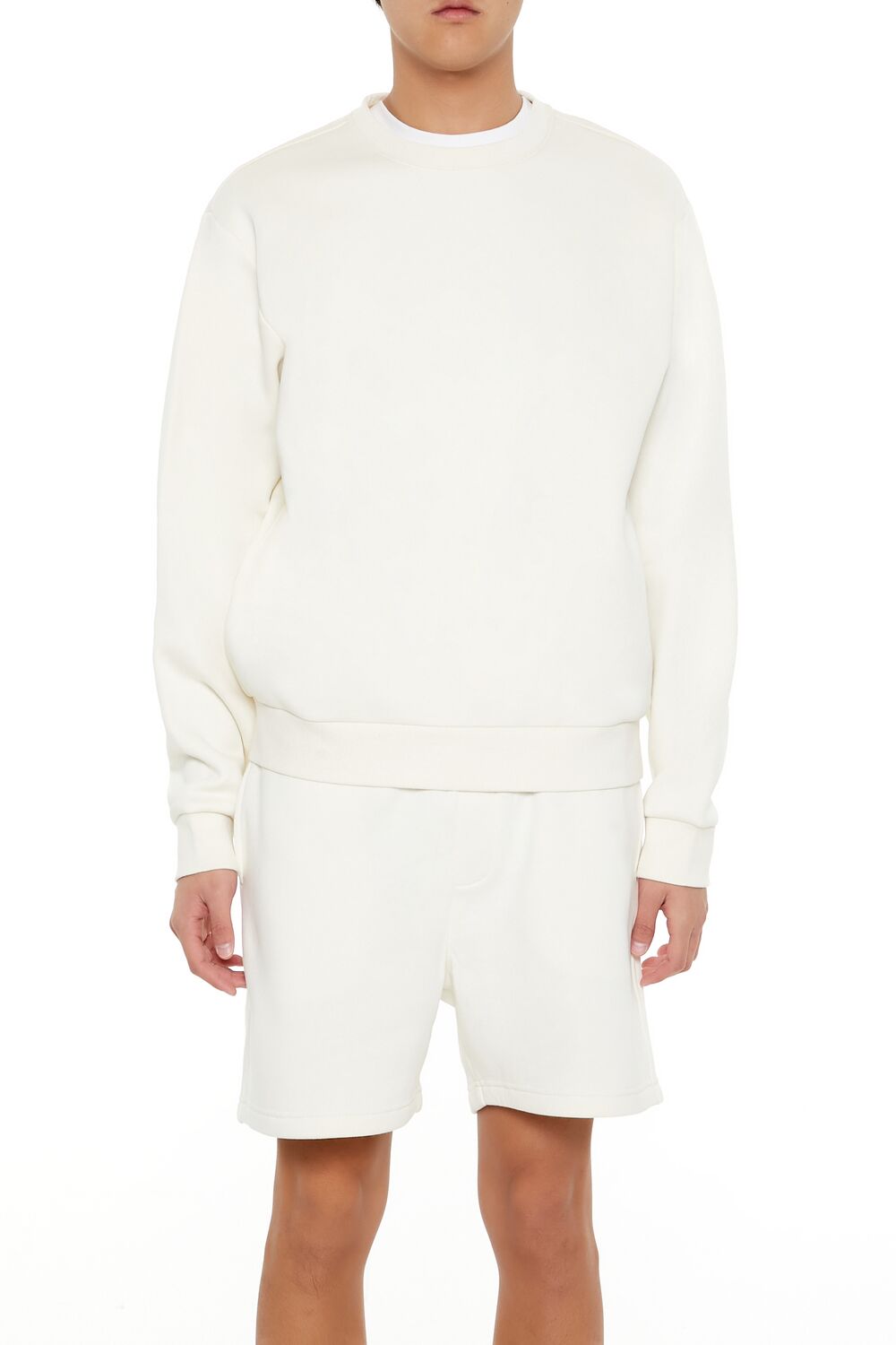  Forever 21 Drop-Sleeve Crew Pullover - cream - Bonton