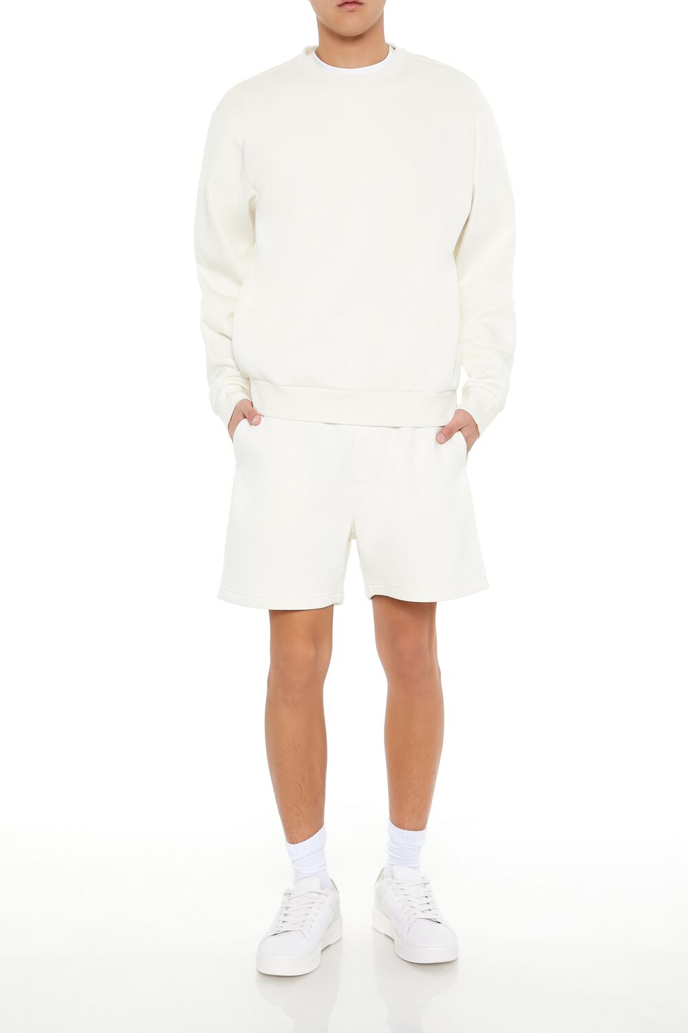 Forever 21 Drop-Sleeve Crew Pullover - cream - Bonton