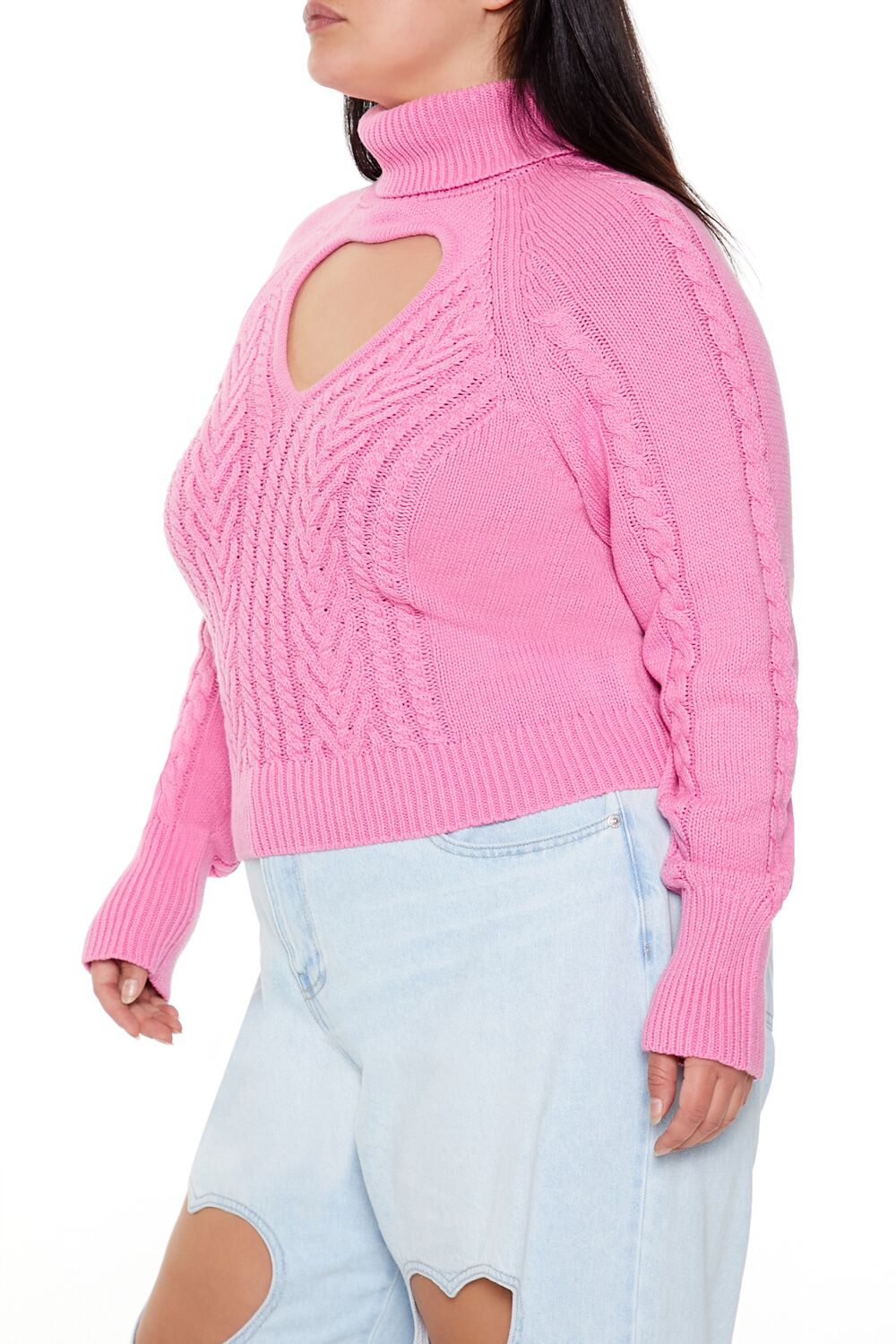  Forever 21 Plus Size Heart Cutout Sweater - azalea - Bonton