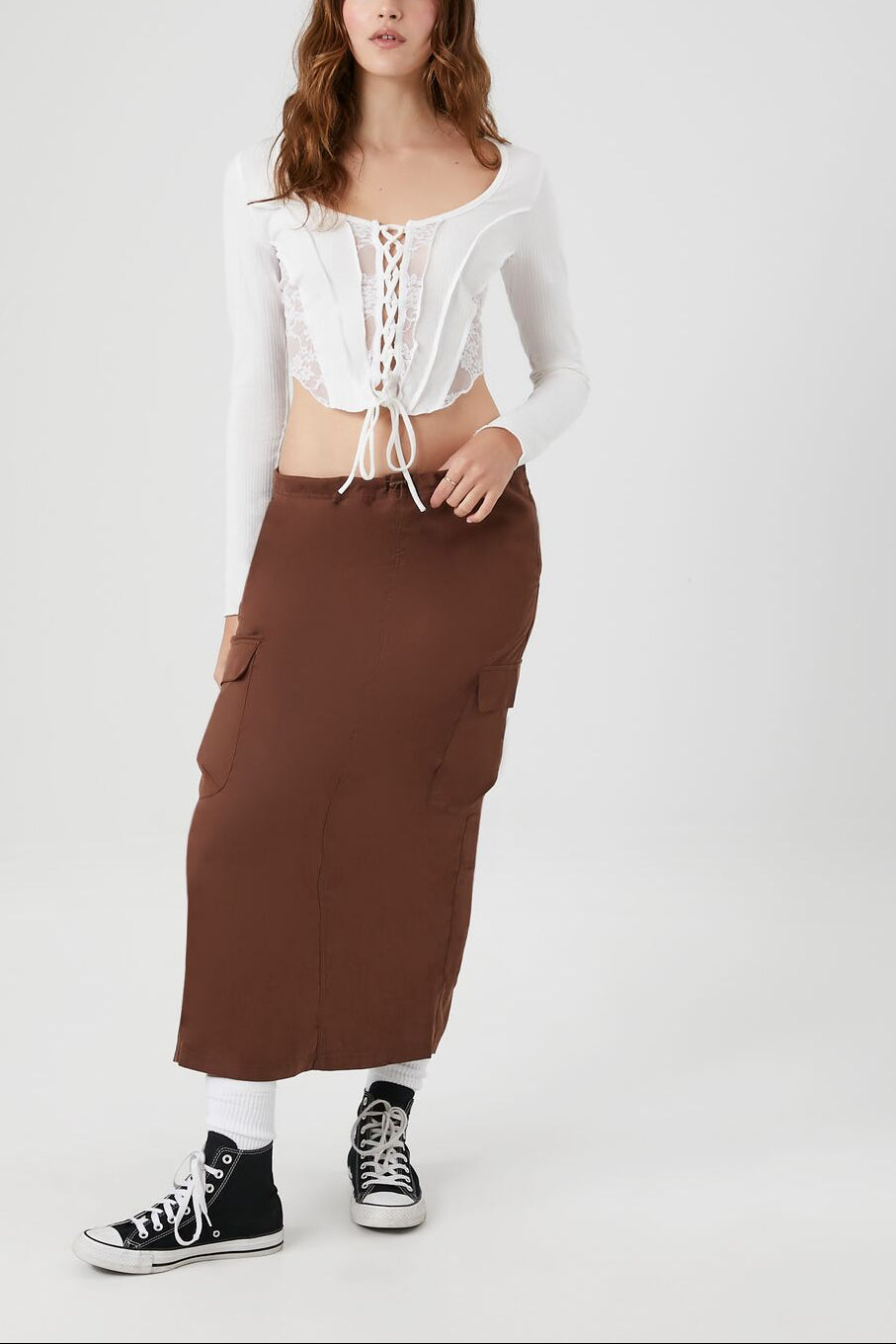  Forever 21 Cargo Maxi Skirt - stone - Bonton