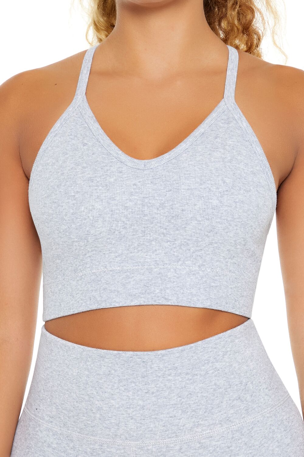  Forever 21 Seamless Strappy Longline Sports Bra - heather grey - Bonton