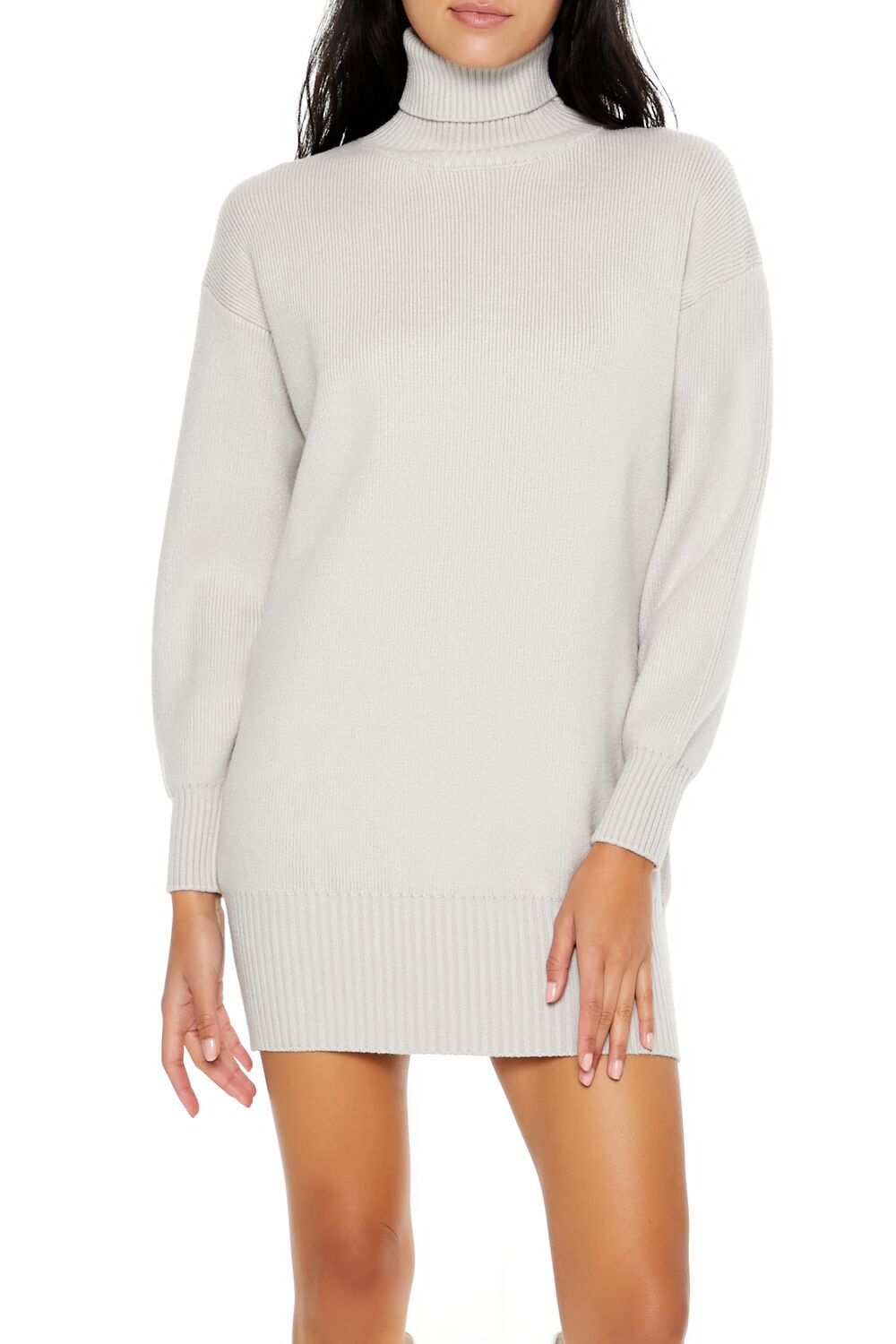  Forever 21 Turtleneck Mini Sweater Dress - heather-grey - Bonton