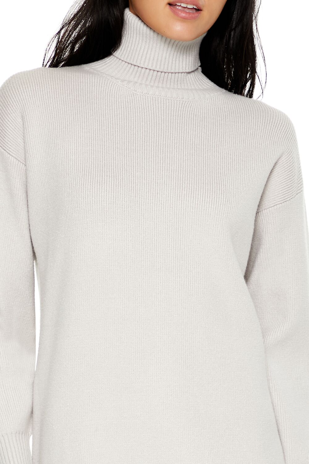  Forever 21 Turtleneck Mini Sweater Dress - heather-grey - Bonton
