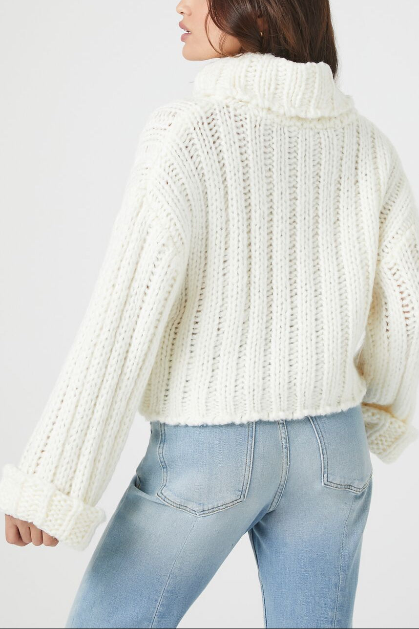  Forever 21 Turtleneck Cropped Sweater - vanilla - Bonton