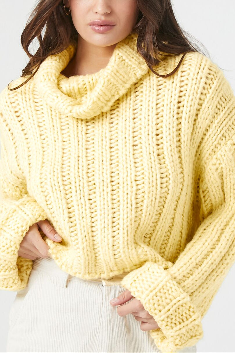  Forever 21 Turtleneck Cropped Sweater - vanilla - Bonton