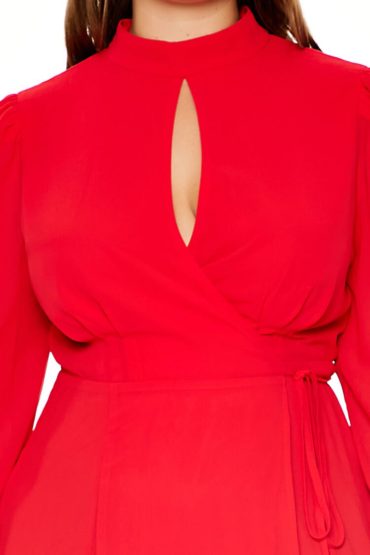  Forever 21 Plus Size Chiffon Mini Wrap Dress - dark red - Bonton
