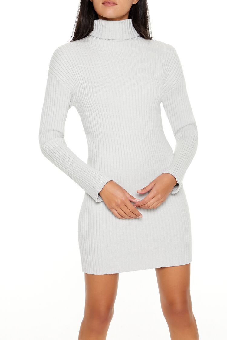  Forever 21 Turtleneck Mini Sweater Dress - light grey - Bonton