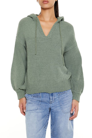 Hooded Drop-Sleeve Sweater