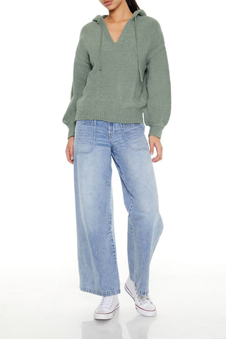 Hooded Drop-Sleeve Sweater