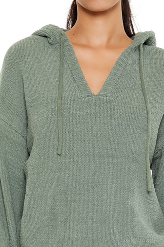 Hooded Drop-Sleeve Sweater