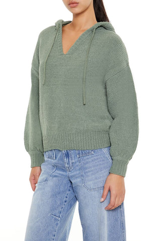 Hooded Drop-Sleeve Sweater