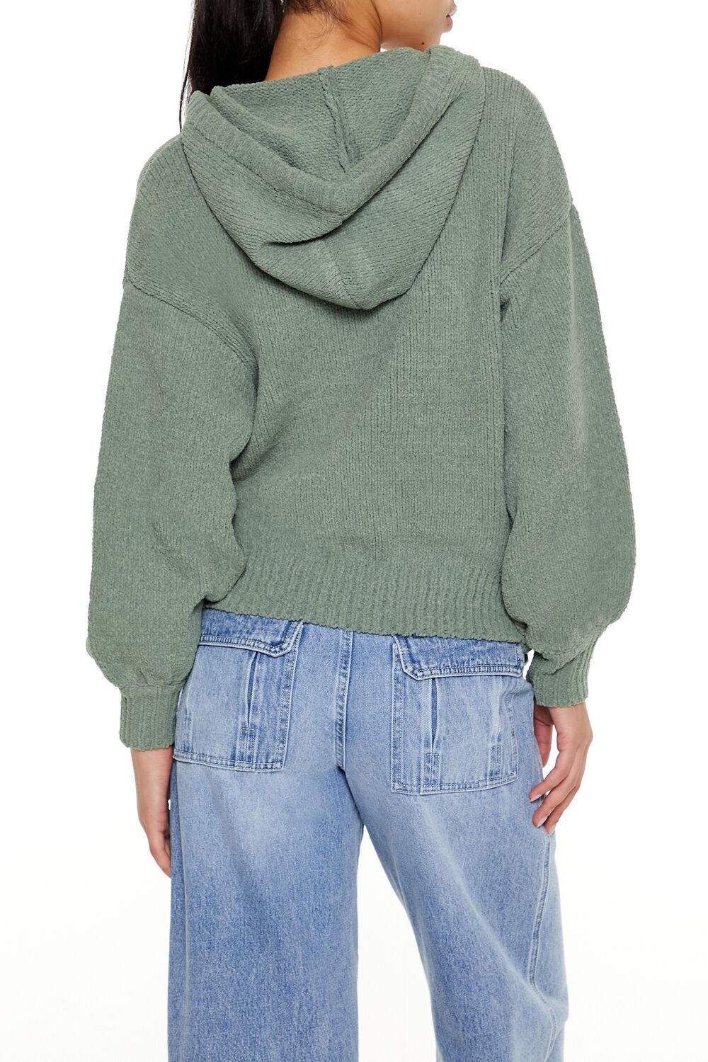  Forever 21 Hooded Drop-Sleeve Sweater - egret - Bonton
