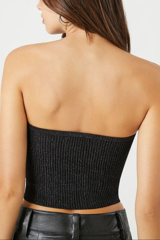 Cropped Sweater-Knit Tube Top