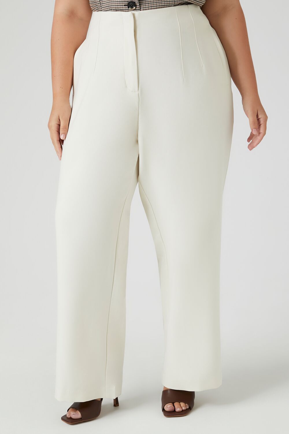  Forever 21 Plus Size High-Rise Straight Pants - white - Bonton