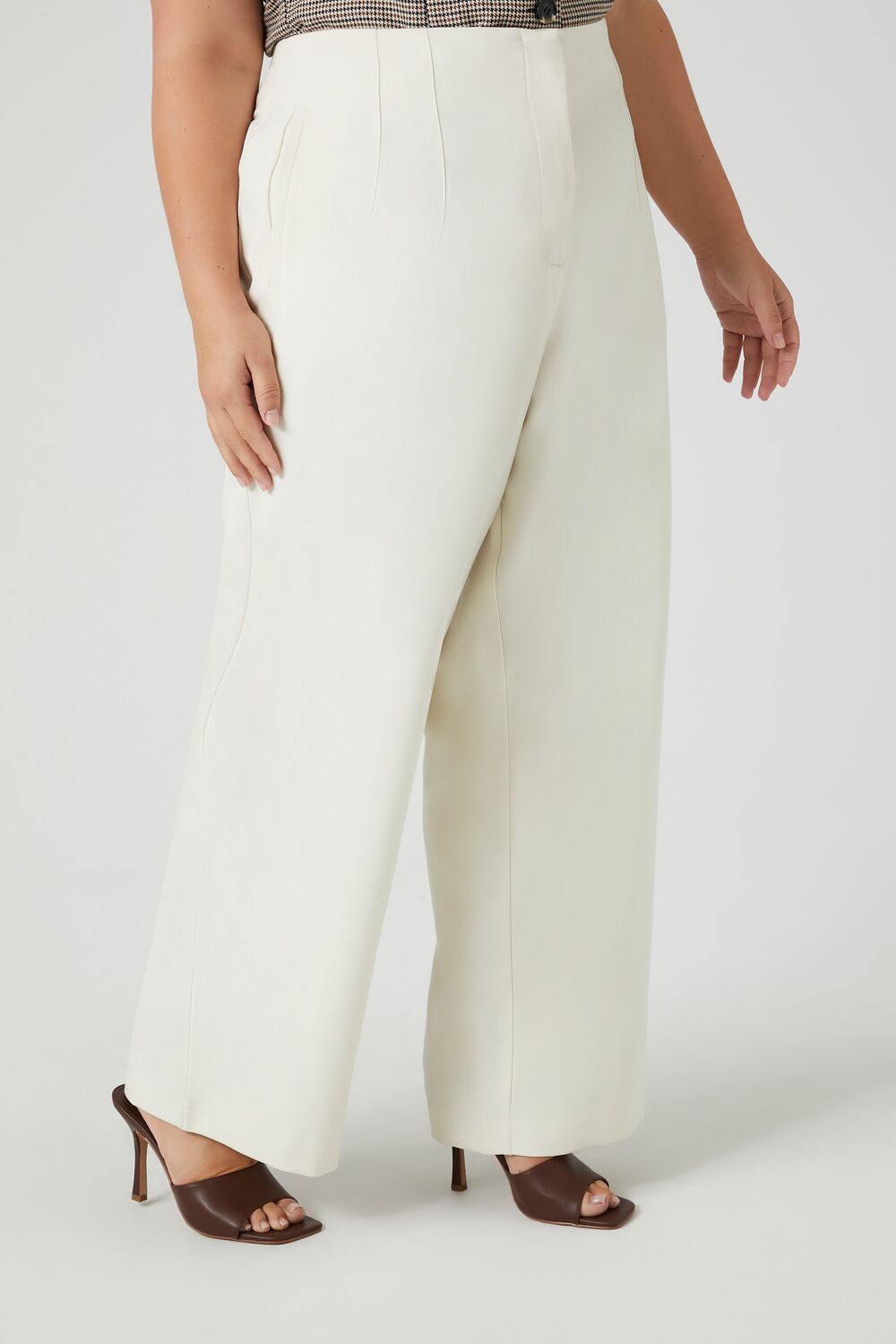  Forever 21 Plus Size High-Rise Straight Pants - white - Bonton