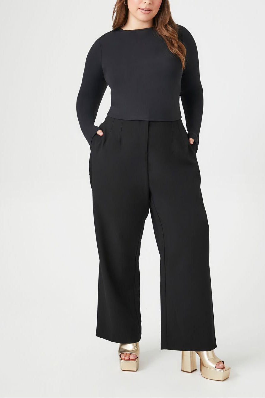  Forever 21 Plus Size High-Rise Straight Pants - white - Bonton