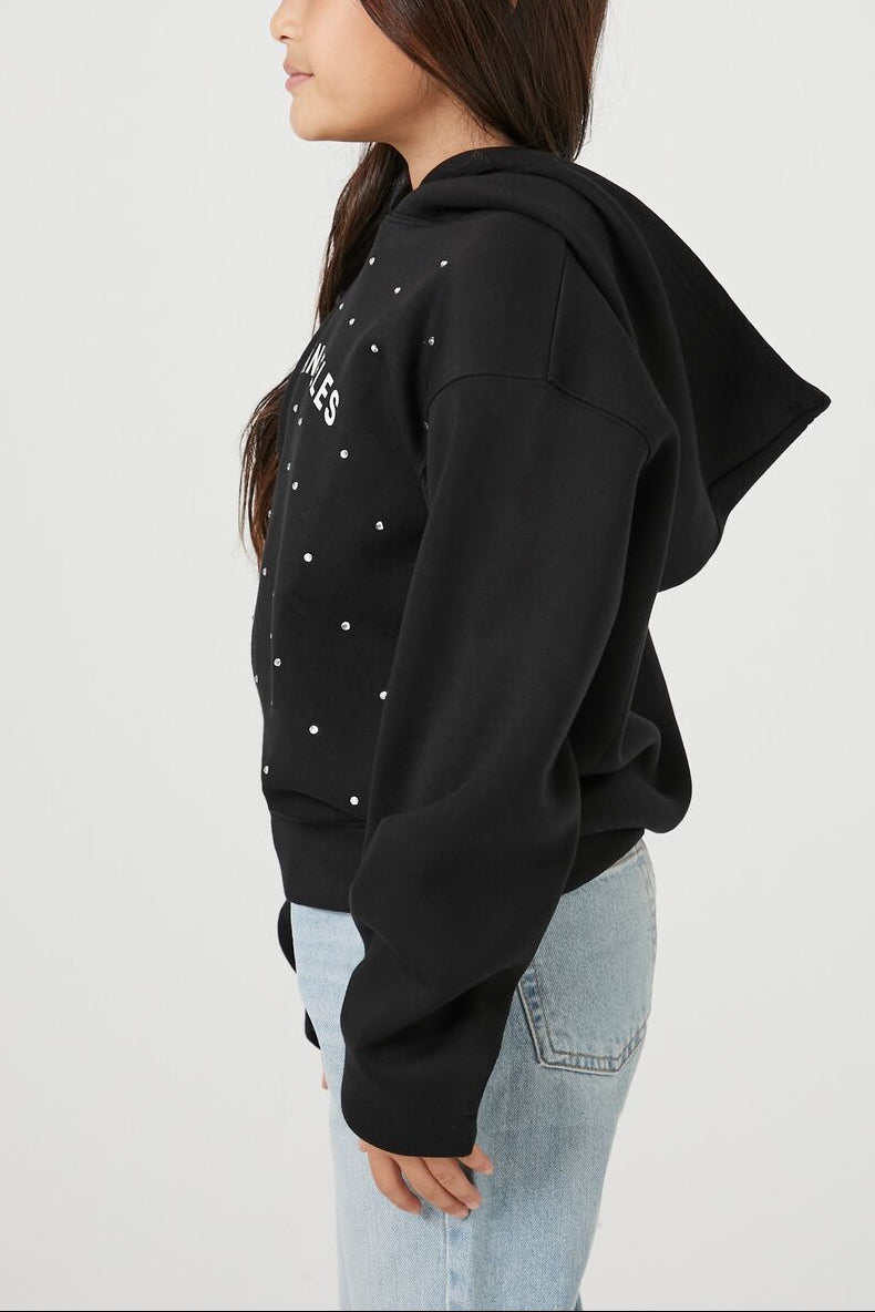  Forever 21 Girls Rhinestone Los Angeles Hoodie (Kids) - black multi - Bonton