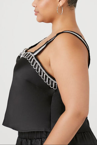 Plus Size Rhinestone-Trim Cami