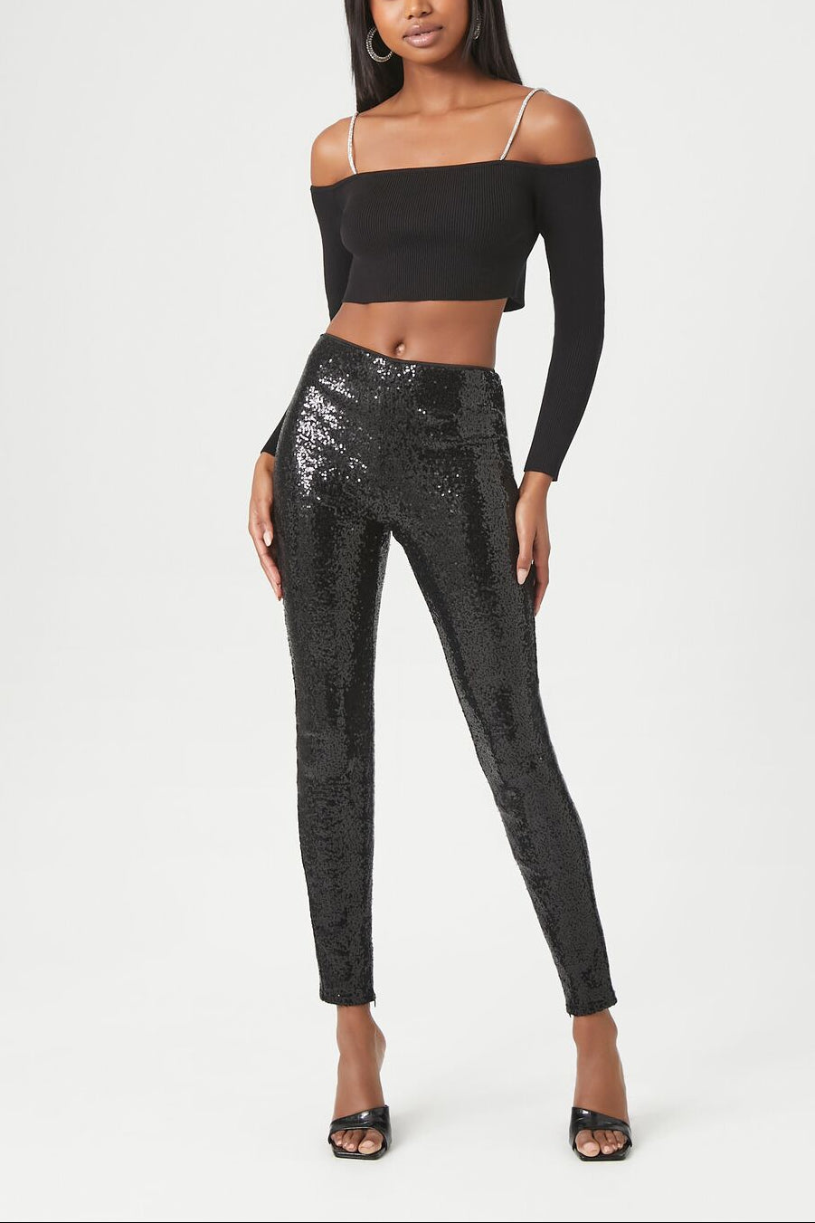  Forever 21 Off-the-Shoulder Crop Top - black - Bonton